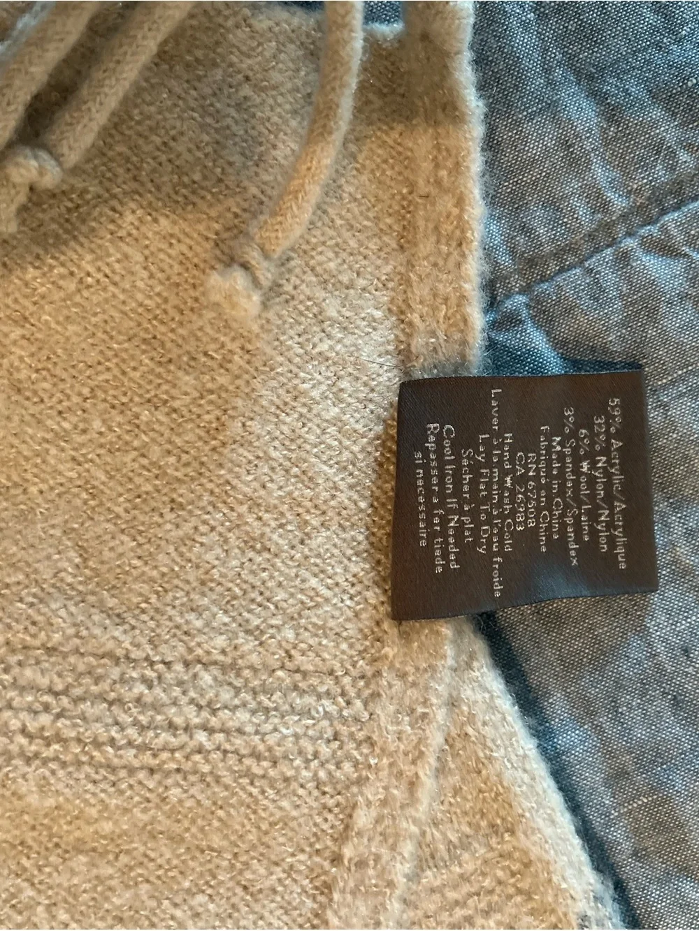 Vince Camuto Beige and Cream Knit Scarf with Fringe